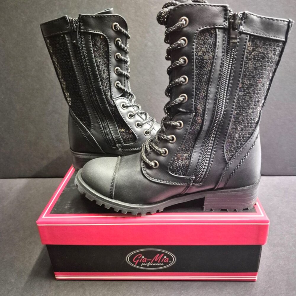 Gia-Mia Sequin Kombat Child 2 C Black Boots Dance Hip Hop Street Combat GS3C NEW